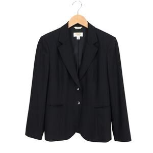 Talbots Petites Single Breasted Italian Wool Fabric Lined Blazer Black 6 Petite